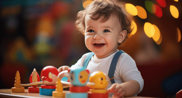 Bébé content jouet